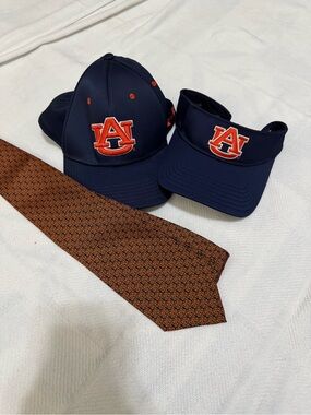 Under Armour Navy and Orange AU Baseball Cap & Visor Set